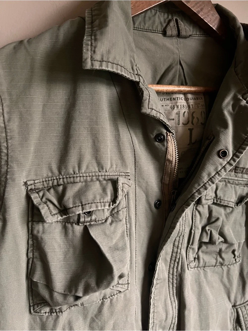 Vintage Y2K Gap Kids Large G-1969 Olive Military Field Jacket Utility Cargo 2007